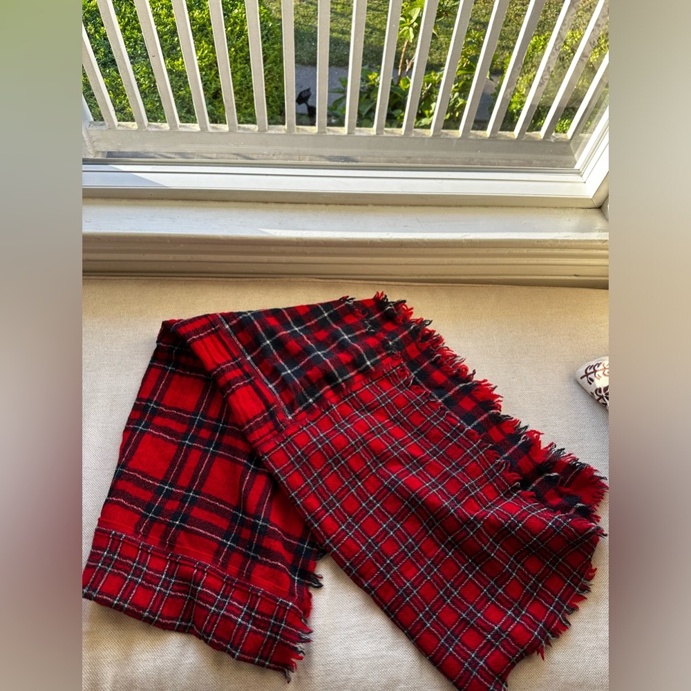 Madewell red tartan scarf